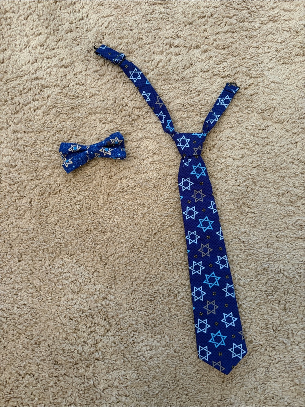 Boys Star of David Pattern Tie and Bow Set